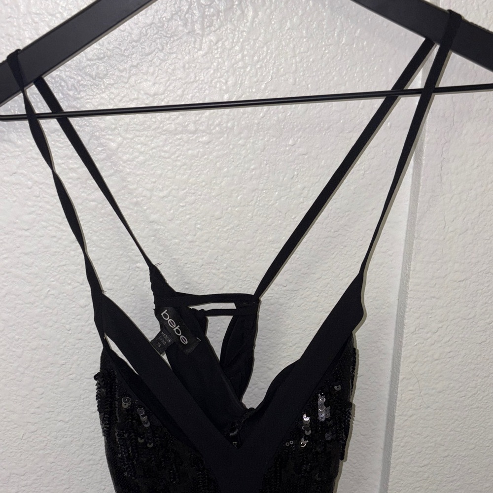 Bebe Elegant Black Sequin tank top - Picture 3 of 7